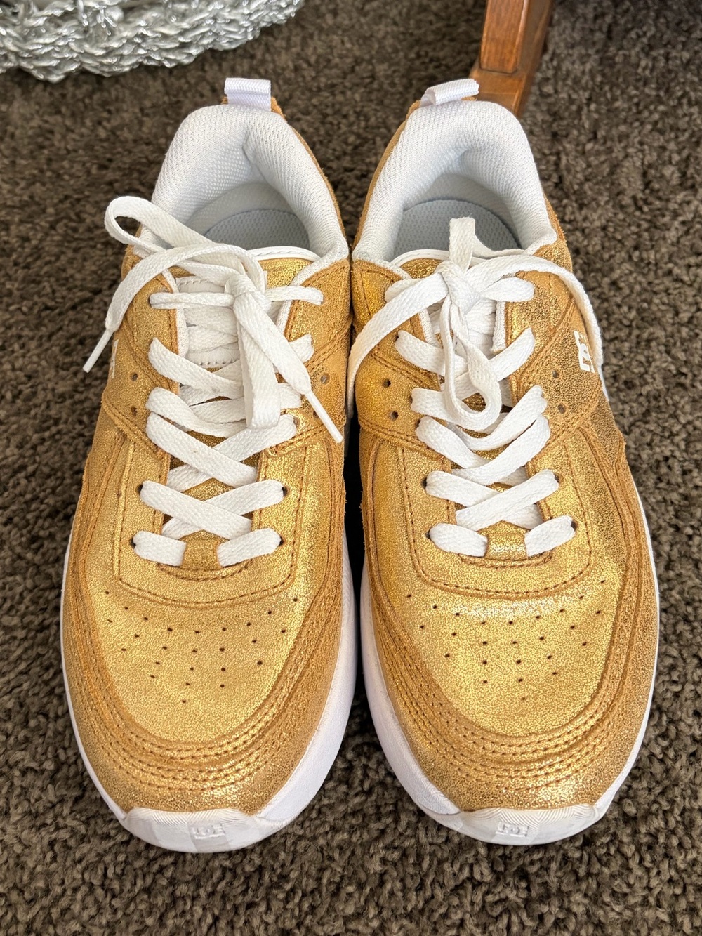 DC Women's Gold Metallic Sneakers